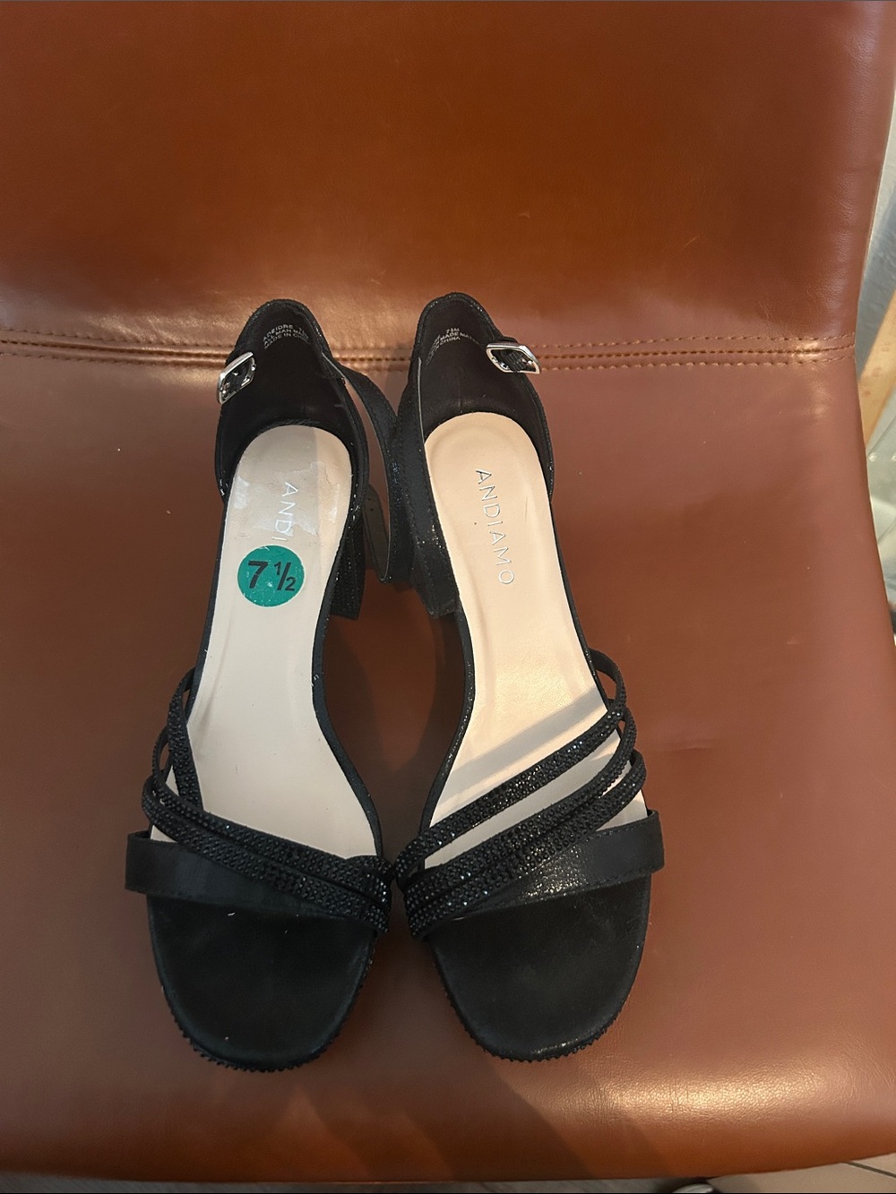 Black Strappy Mid-Heel Sandals